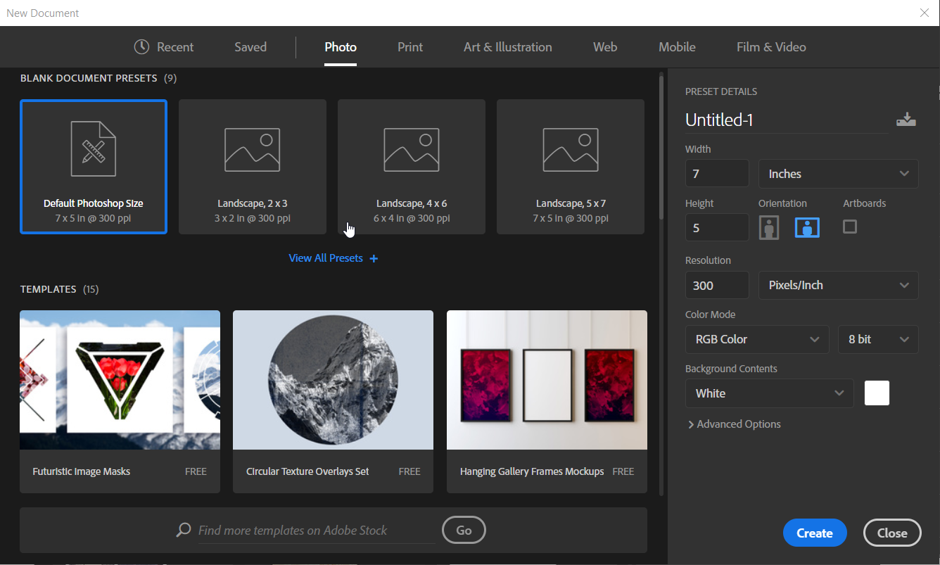 New Document in Photoshop – Learn Graphic